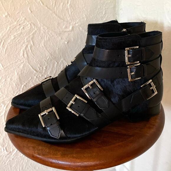 FREE PEOPLE X ASH Calf Hair & Leather Blast Ankle Boots Size 39 / 8 - Picture 1 of 10